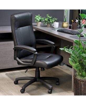 High Back Adjustable Faux Leather Office Chair in Black
