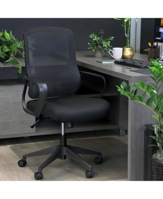 Mid Back Adjustable Mesh and Fabric Office Chair in Black