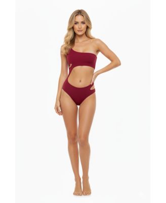 Women's Ocean Cutout Swimwear - One-Shoulder Monokini