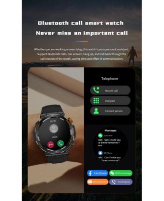 Outdoor Sports Smart watch with Compass Emergency Light IPS HD Large Round Screen -Orange