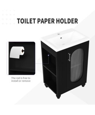 20&amp;quot; Bathroom Vanity with Sink, Cabinet with Two-Tier and Adjustable Shelf, Solid Wood and MDF