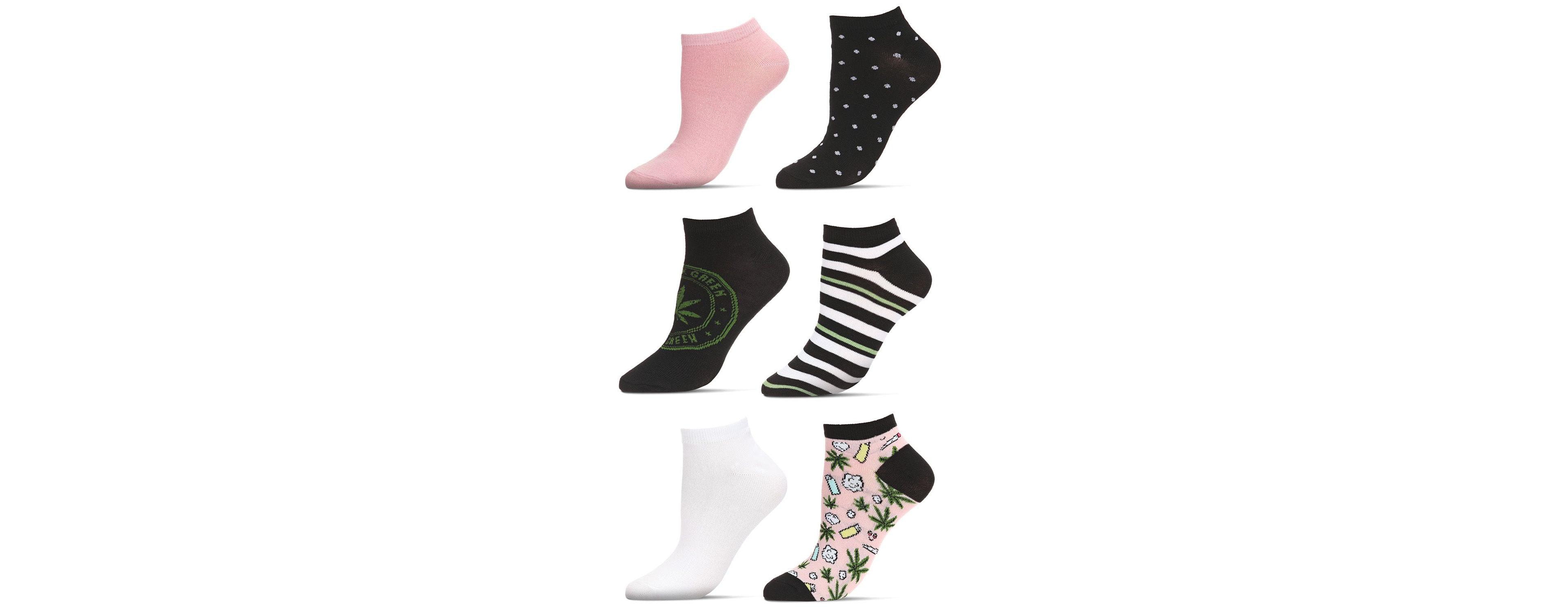 MeMoi Women's 6 Pair Pack Think Green Low Cut Socks