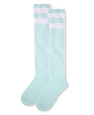 Women's Ribbed Rugby Athletic Stripe Knee High Socks