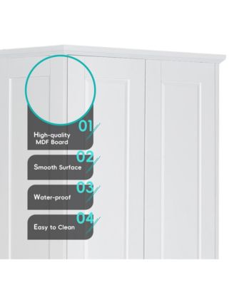 Storage Cabinet with Two Doors for Bathroom, Office, Adjustable Shelf, MDF Board