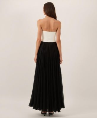 Women's Strapless Two-Tone Tulle Evening Gown