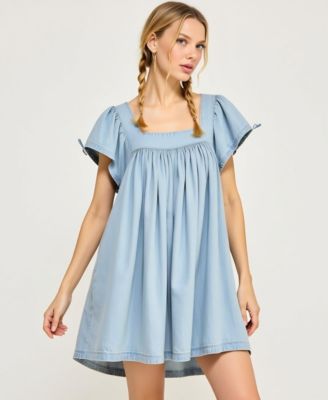 Women's Flutter-Sleeve Babydoll Dress