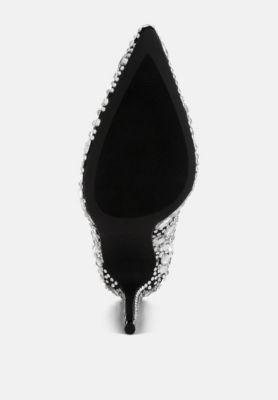 Womens Iceout Diamante & Rhinestone Embellishments Pumps