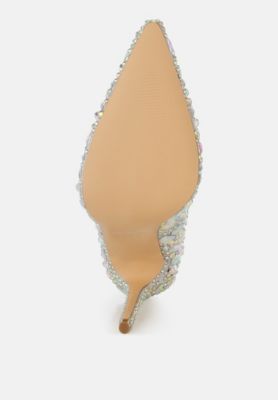 Womens Iceout Diamante and Rhinestone Embellishments Pumps