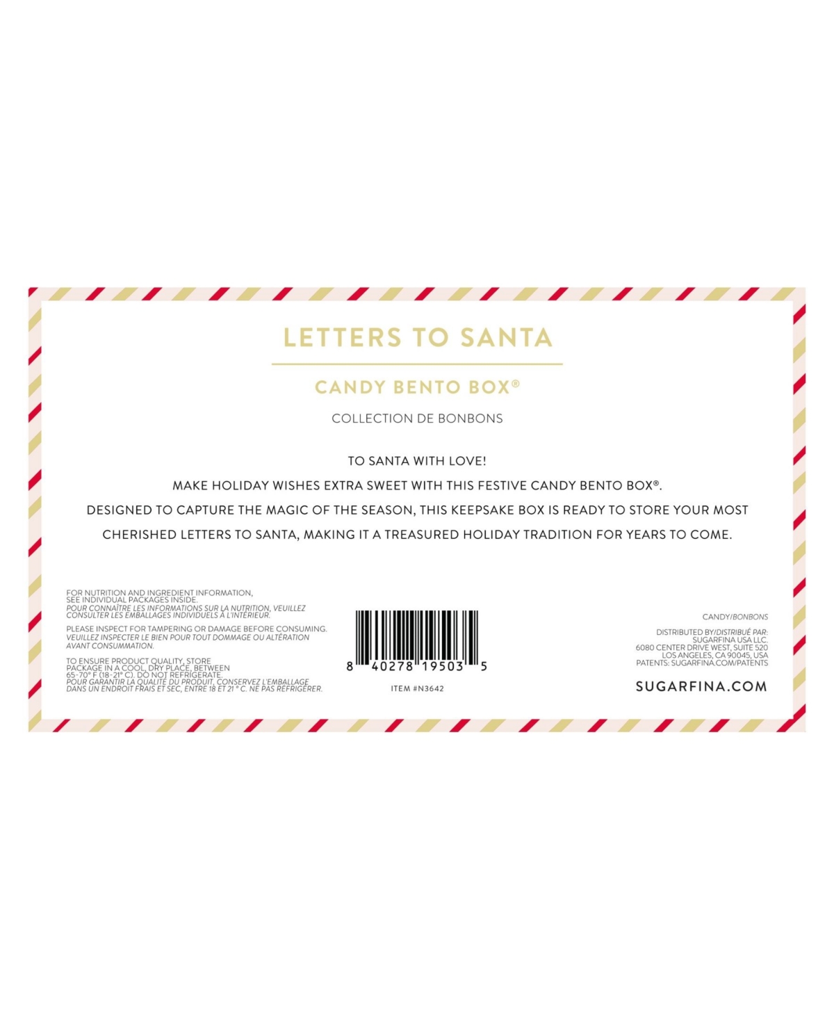 Sugarfina Letters To Santa Candy Bento Box, Set Of 2 In Red