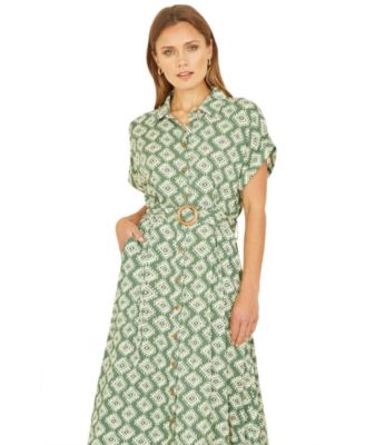 Women's Midi Shirt Dress With Matching Belt