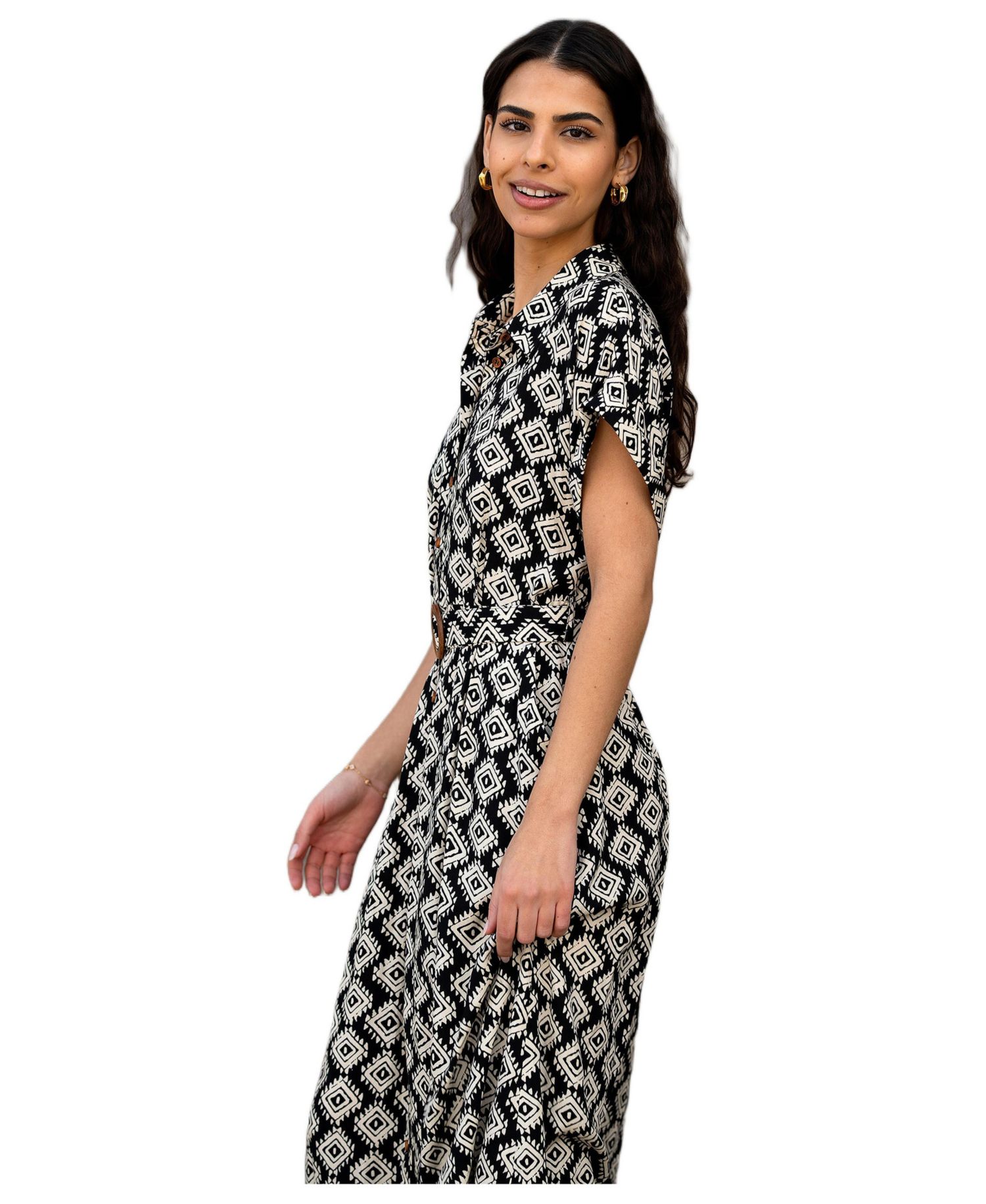 Women's Belted Midi Shirt Dress
