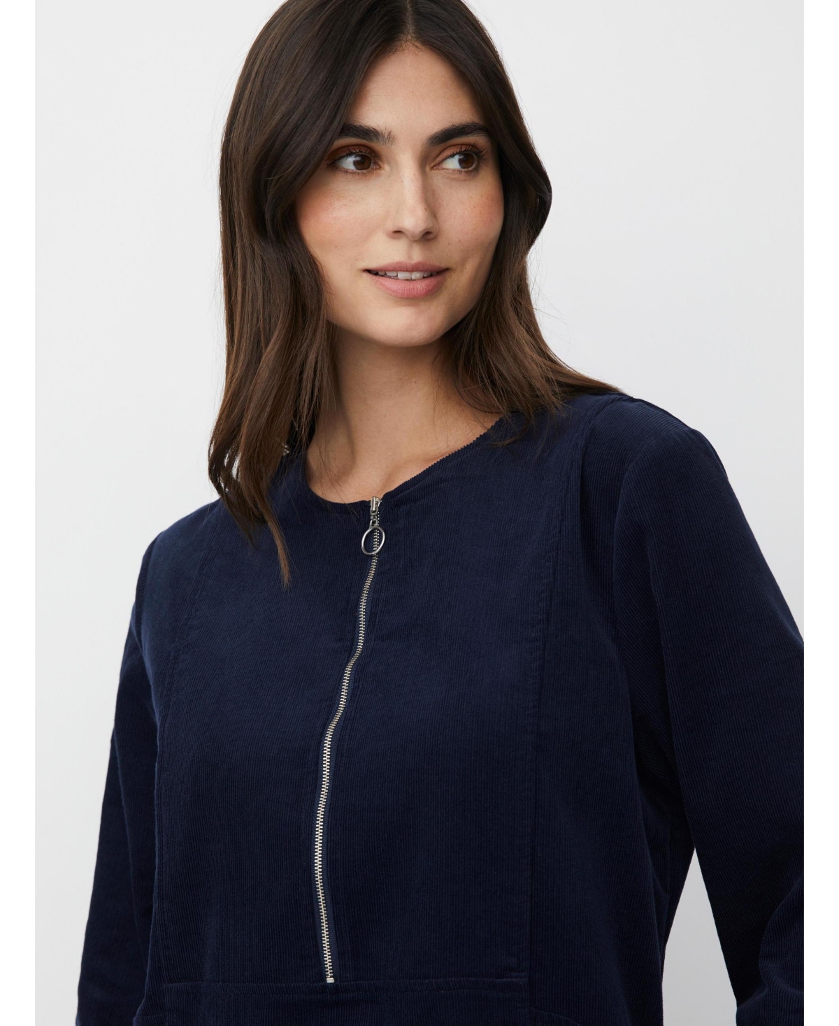 Masai Copenhagen Women's Long Sleeve Crew Neck Zip Midi Dress