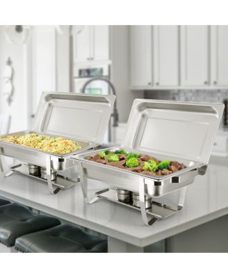 9.5 Quart Stackable Stainless Steel Professional Chafing Dish/Food Warmer/Buffet Server Serving Trays, Set of 2