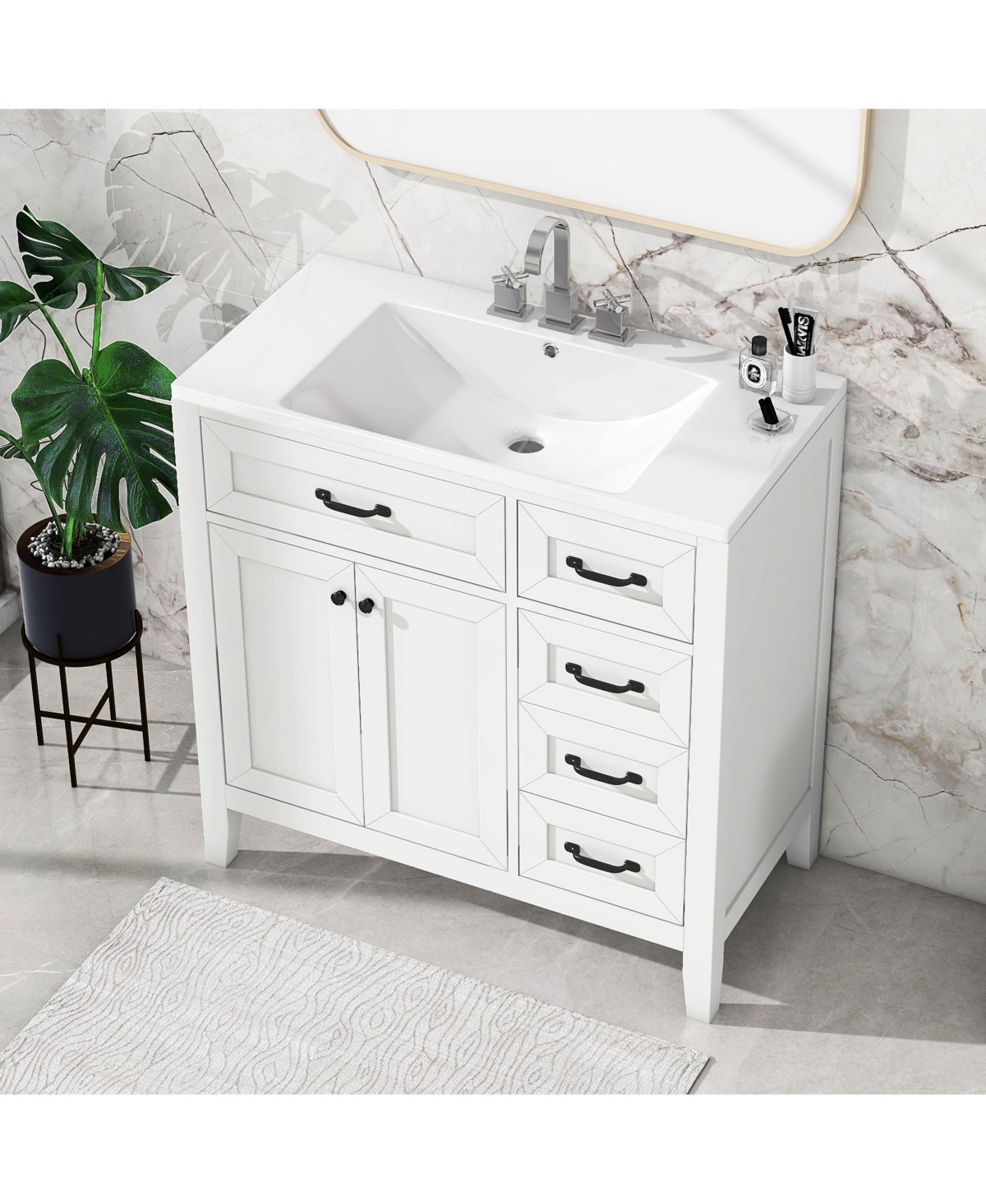 Casainc 36" Bathroom Vanity with Sink Combo, Cabinet with Drawers, Solid Frame and Mdf Board