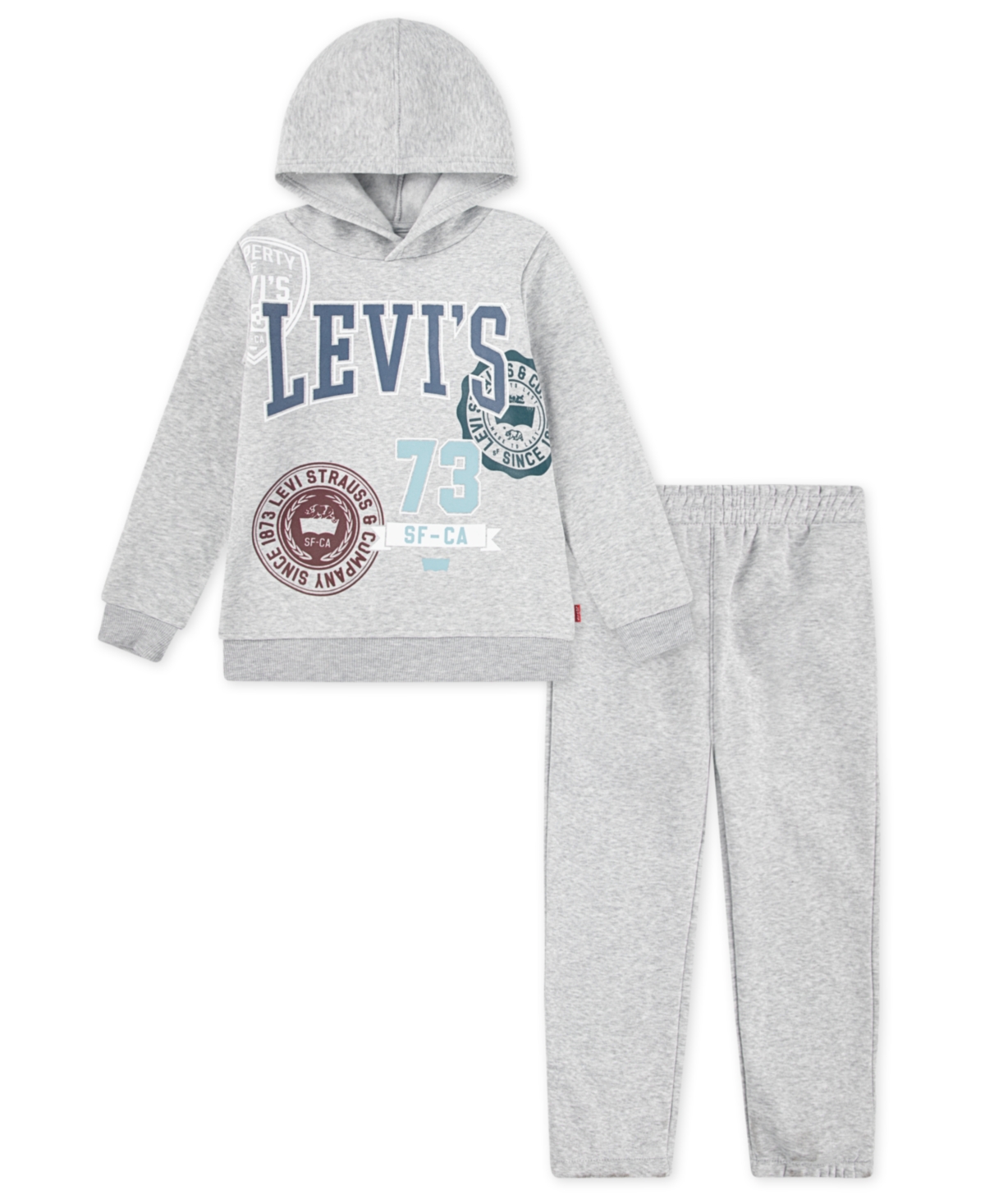 Levi's Boys 4-7 2 Piece Multi Hit Long Sleeves Hoodie And Joggers Set In Gray