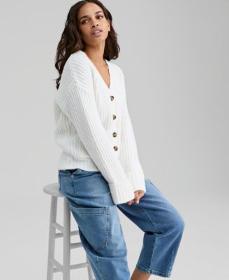 Women's Chunky V-Neck Cardigan Sweater, Macy's Exclusive