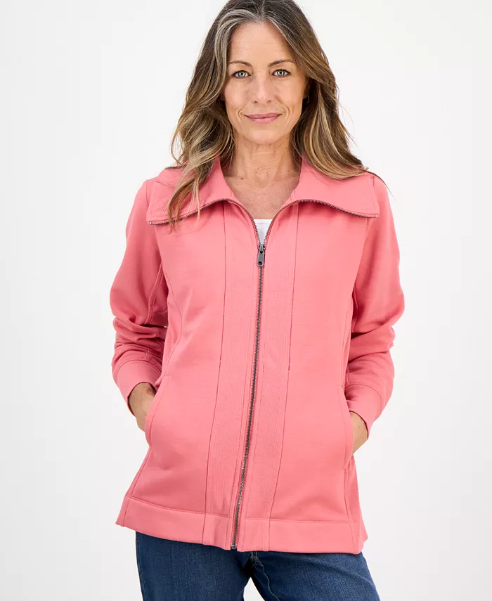 Petite Full-Zip Tunic Sweatshirt