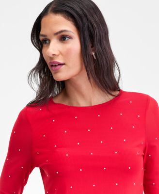 Women's Crystal Mesh Long-Sleeve Top, Macy's Exclusive