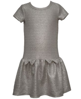 Girls' 2T-6X Foiled Knit Dress and Bow Cardigan, 2-Piece Set