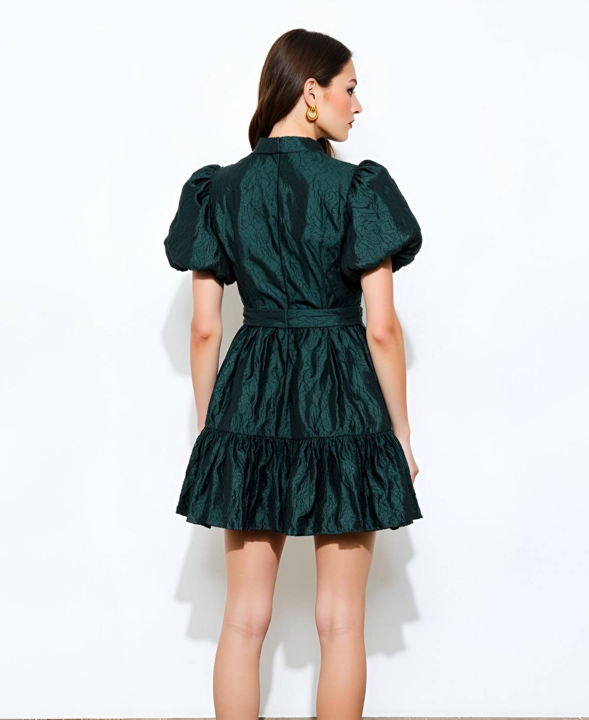 Modenaire Women's Jacquard Puff-Sleeve Mini Dress