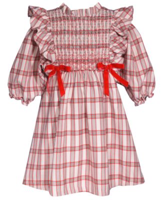 Bonnie Jean - Girls 2T-6X Smocked Plaid Dress