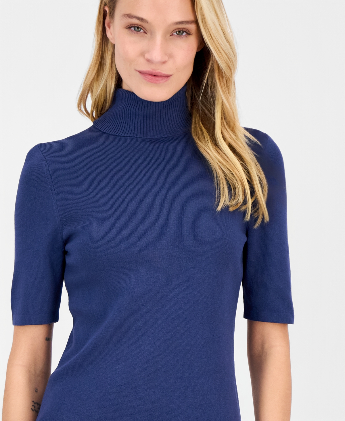 Anne Klein Women's Half-Sleeve Turtleneck Sweater