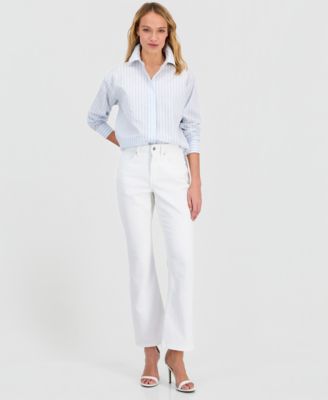 Women's Striped Drop-Shoulder Button Up Shirt