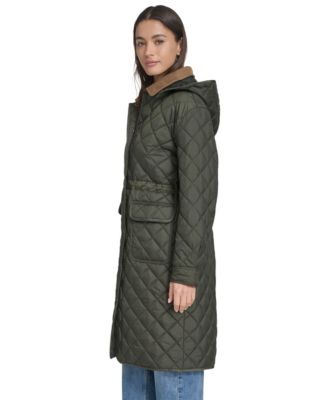 Women's Regular Diamond Quilted Cinch Waist Coat