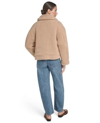 Women's Regular Reversible Sherpa to Faux Leather Aviator Jacket