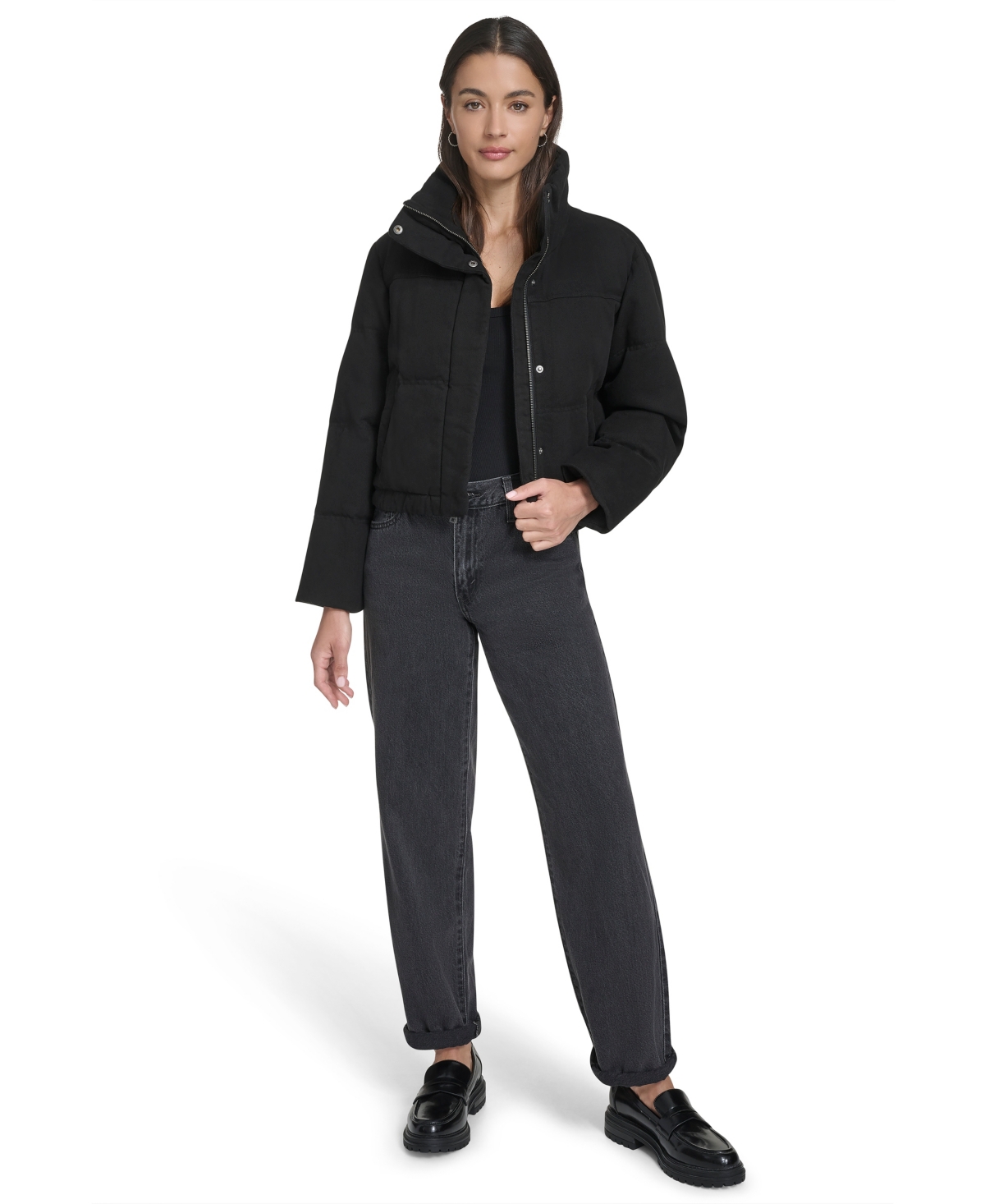 Levi's Women's Regular Cropped Cotton Puffer Jacket In Black