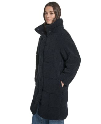 Women's Long Sherpa Snap-Closure Teddy Coat