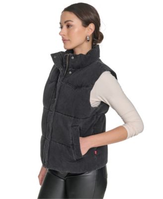 Women's Regular Western Stand Collar Puffer Vest Jacket