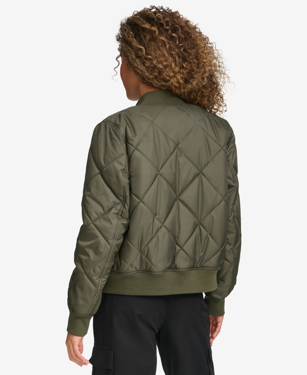 Levi's Women's Regular Diamond Quilted Sherpa Lined Bomber Jacket In Green