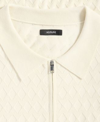 Men's Short-Sleeve Diamond Zip Polo Sweater, Macy's Exclusive