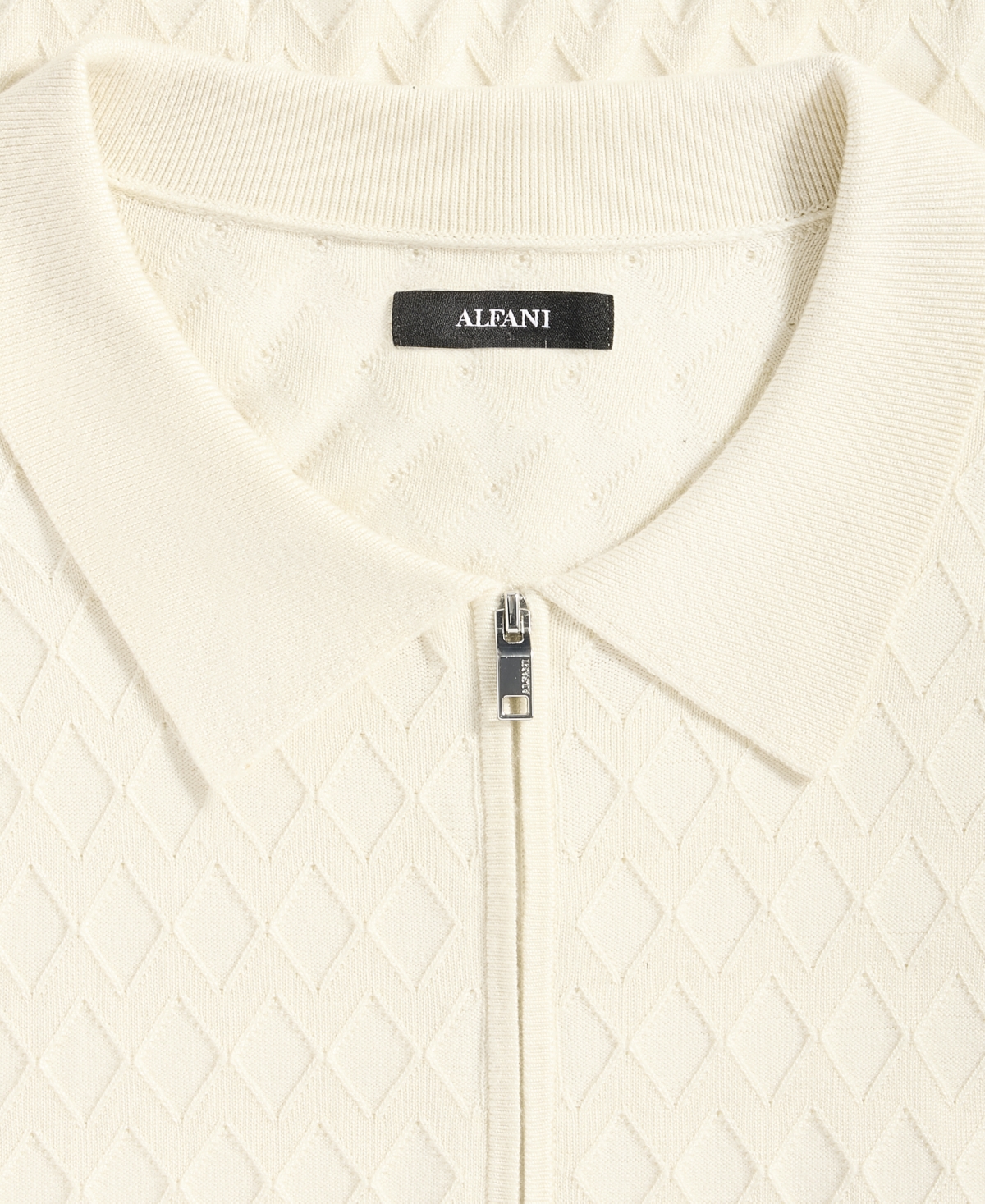 Alfani Men's Short-Sleeve Diamond Zip Polo Sweater, Macy's Exclusive