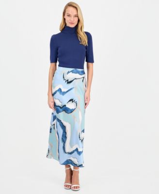 Anne Klein - Women's Printed Pull-On Flare-Hem Maxi Skirt