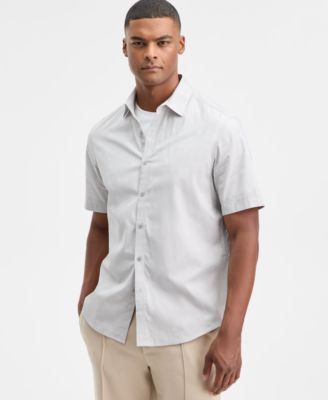 Alfani - Men's Short Sleeve Dobby Geo Shirt