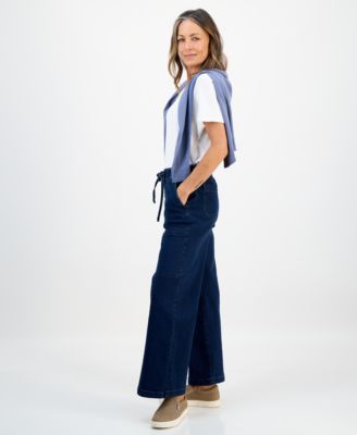 Petite Wide-Leg Utility Jeans, Macy's Exclusive