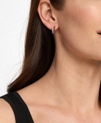 Gold Tone Pav&eacute; Huggie Earrings