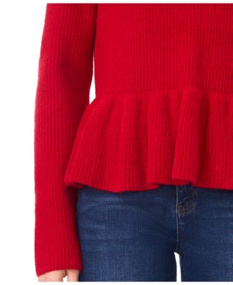 Women's Peplum Pull On Long Sleeve Sweater