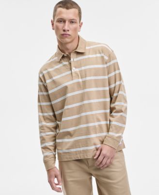 Hugo Boss - Nolongi Relaxed Fit Long Sleeve Striped Polo Shirt