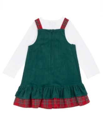 Girls' 2T-6X Long-Sleeve Top and Applique Detail Jumper, 2-Piece Set