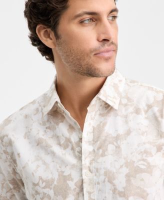 Men's Long-Sleeve Layered Botanical Shirt, Macy's Exclusive