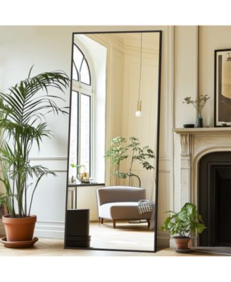 Full Length Mirror  71"x26" Oversized Floor Mirror with Stand  Hanging Mounted Mirrors for Living Room Cloakroom Gold Rect Style