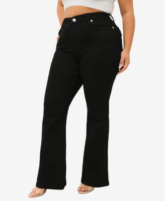 Plus Size Joey Flare Mid Rise Flap Jeans