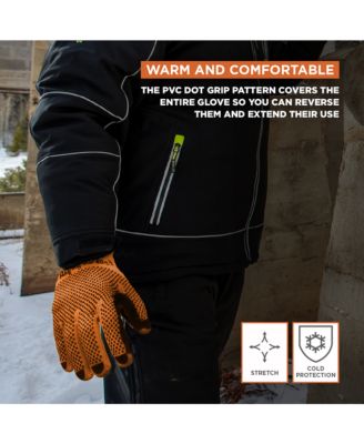 Men's Midweight Dot Grip Gloves - Insulated Knit Work Gloves with PVC Grip, Sold by the Dozen