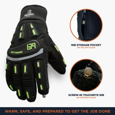 Men's Extreme Freezer Gloves with Touch-Rite Nib - Insulated, Impact Protection, Touchscreen Compatible Work Gloves for -30°F