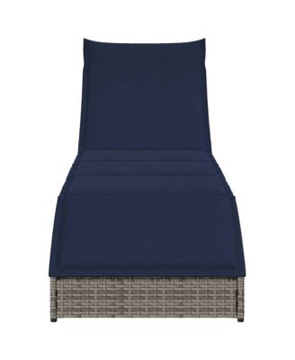 Folding Sun Lounger Grey PE rattan Standard Foldable