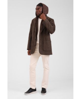 Men's Wool Blend Hoodie Coat
