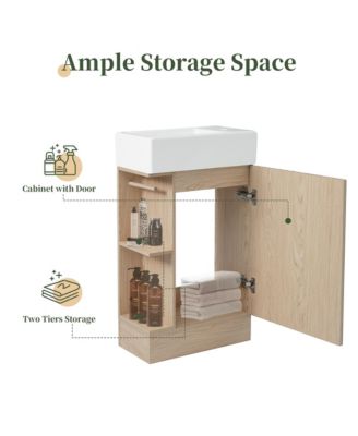 18.6" Bathroom Vanity with Sink, Two-Tier Shelf, Left or Right Orientation, Bathroom Cabinet